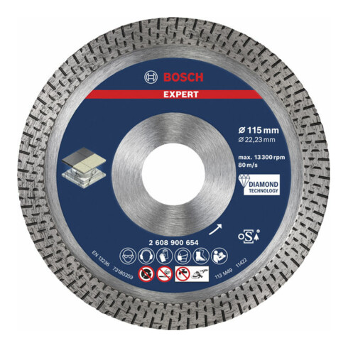 Bosch EXPERT HardCeramic Diamanttrennscheiben 115 x 22,23 x 1,4 x 10mm für Winkelschleifer mit Spannmutter