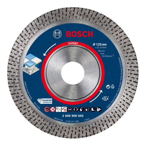 Bosch EXPERT HardCeramic Diamanttrennscheiben 125 x 22,23 x 1,4 x 10mm für Winkelschleifer mit Spannmutter