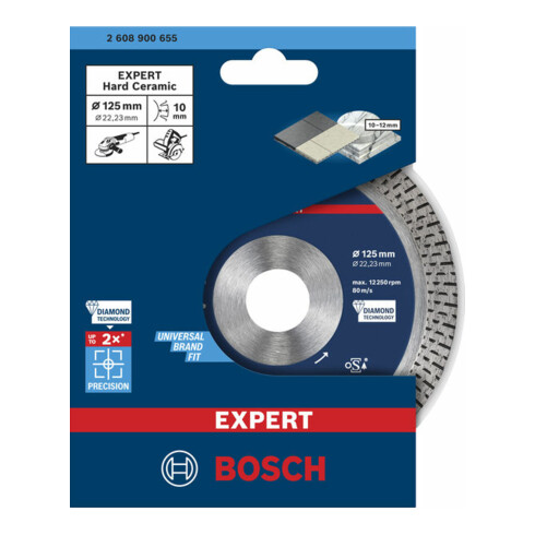 Bosch EXPERT HardCeramic Diamanttrennscheiben 125 x 22,23 x 1,4 x 10mm für Winkelschleifer mit Spannmutter