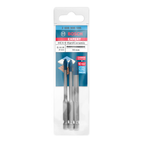 Bosch EXPERT HardCeramic HEX-9 Bohrer-Set 5/6/8mm 3-tlg. für Dreh- und Schlagbohrer