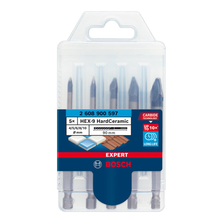 Bosch Expert HardCeramic HEX-9 jeu de forets, 4/5/6/8/10 mm
