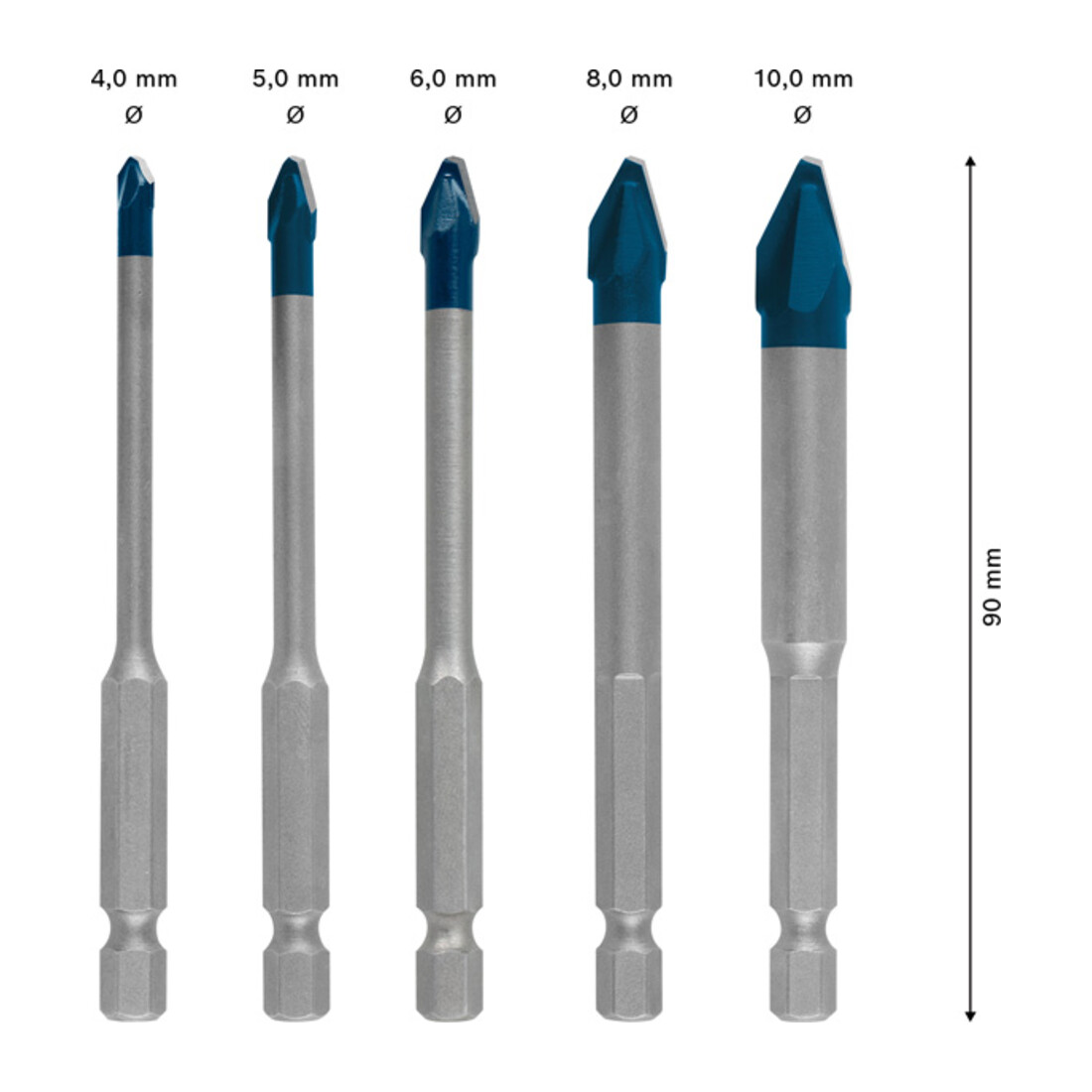 Bosch Expert HardCeramic HEX-9 jeu de forets, 4/5/6/8/10 mm