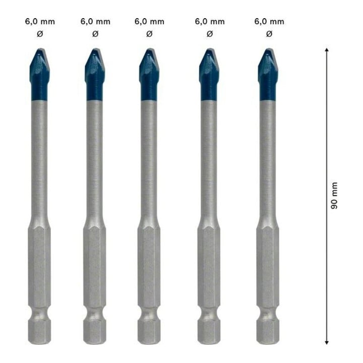 Bosch Expert HardCeramic HEX-9 jeu de forets pour tuiles, 6 mm