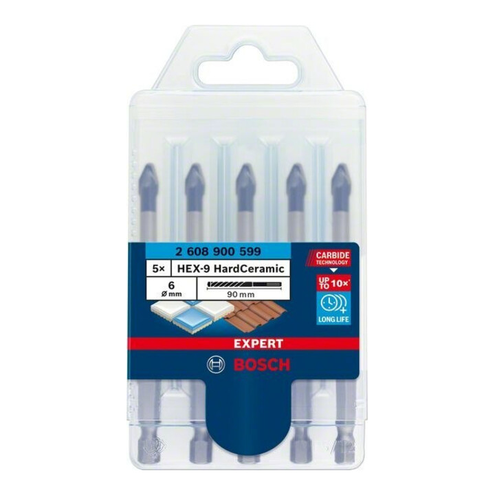 Bosch Expert HardCeramic HEX-9 jeu de forets pour tuiles, 6 mm