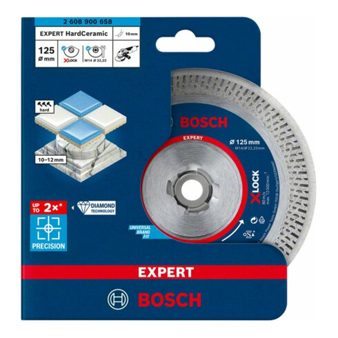 Bosch EXPERT HardCeramic X-LOCK Diamanttrennscheiben 125 x 22.23 x 1.4 x 10mm für Winkelschleifer mit X-LOCK und mit Spannmutter