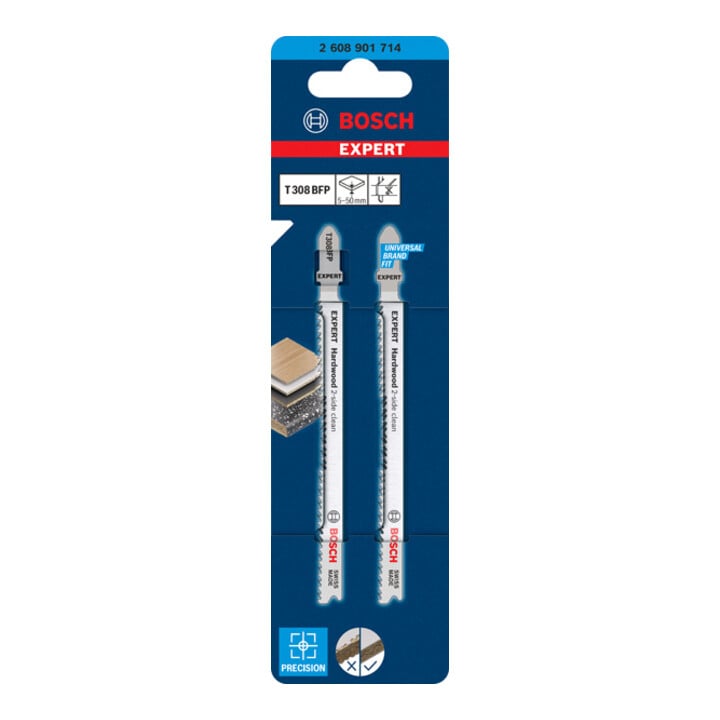 Bosch EXPERT Hardwood 2-side clean, 117 mm, 2 pièces Pour scies sauteuses