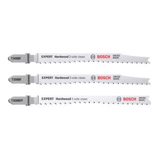 Bosch EXPERT Hardwood 2-side clean Stichsägeblatt-Set 2-tlg., T308BF/BFP für Stichsägen