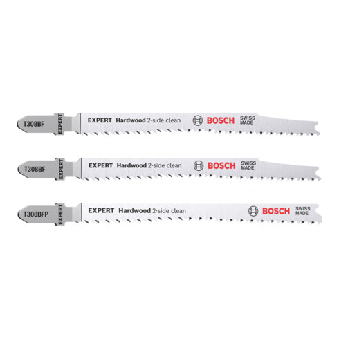 Bosch EXPERT Hardwood 2-side clean Stichsägeblatt-Set 2-tlg., T308BF/BFP für Stichsägen