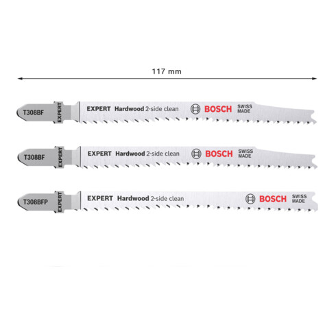 Bosch EXPERT Hardwood 2-side clean Stichsägeblatt-Set 2-tlg., T308BF/BFP für Stichsägen