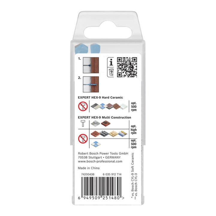 Bosch EXPERT HEX-9 Forêts en céramique dure et multi-construction, 6/8 mm, 5 pièces