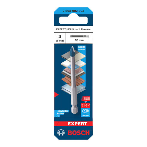 Bosch EXPERT HEX-9 Hard Ceramic Bohrer, 3 x 90 mm