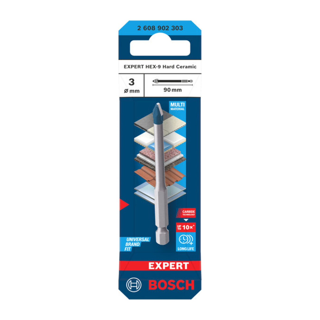 Bosch EXPERT HEX-9 Hard Ceramic Bohrer, 3 x 90 mm
