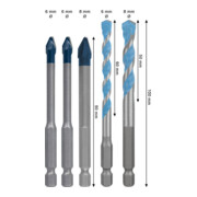 Bosch EXPERT HEX-9 Hard Ceramic e HEX-9 Multi Construction Set di punte, 6/8 mm, 5 pezzi-4