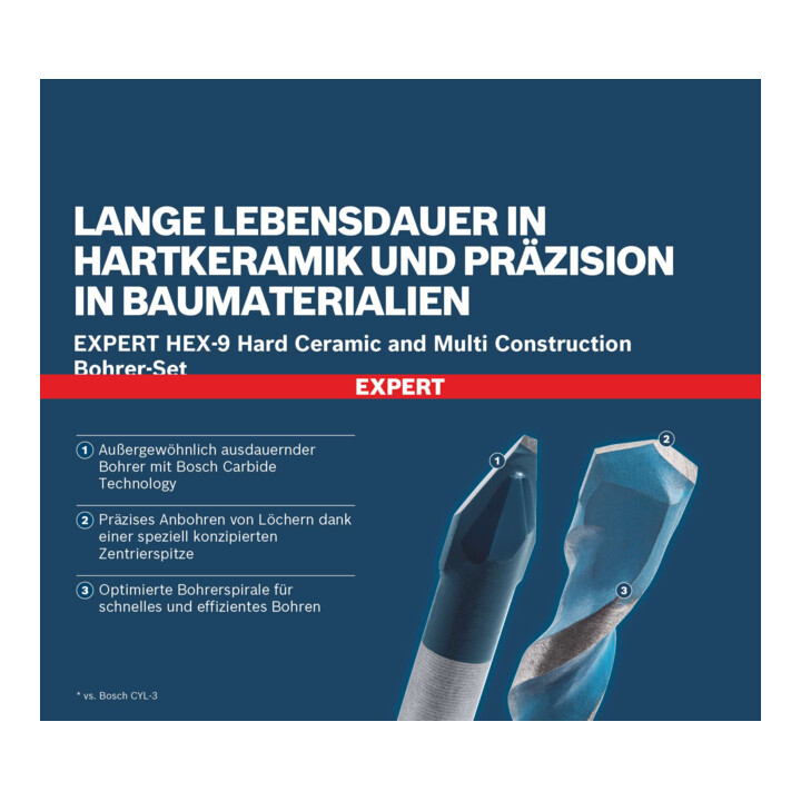Bosch EXPERT HEX-9 Hard Ceramic en HEX-9 Multi Construction boorset, 6 mm, 5-dlg.