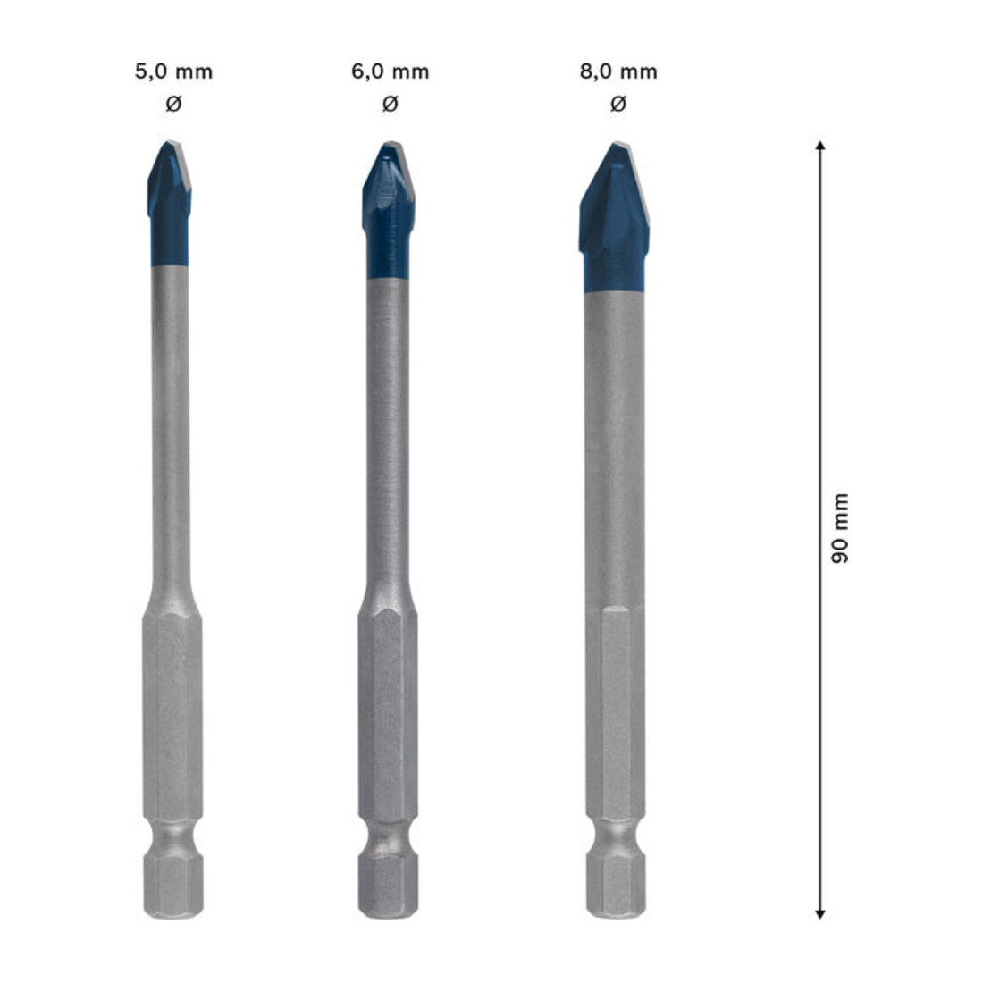 Bosch EXPERT HEX-9 Hard Ceramic HEX-9 Bohrer-Set, 5 x 90; 6 x 90; 8 x 90 mm, 3-tlg.