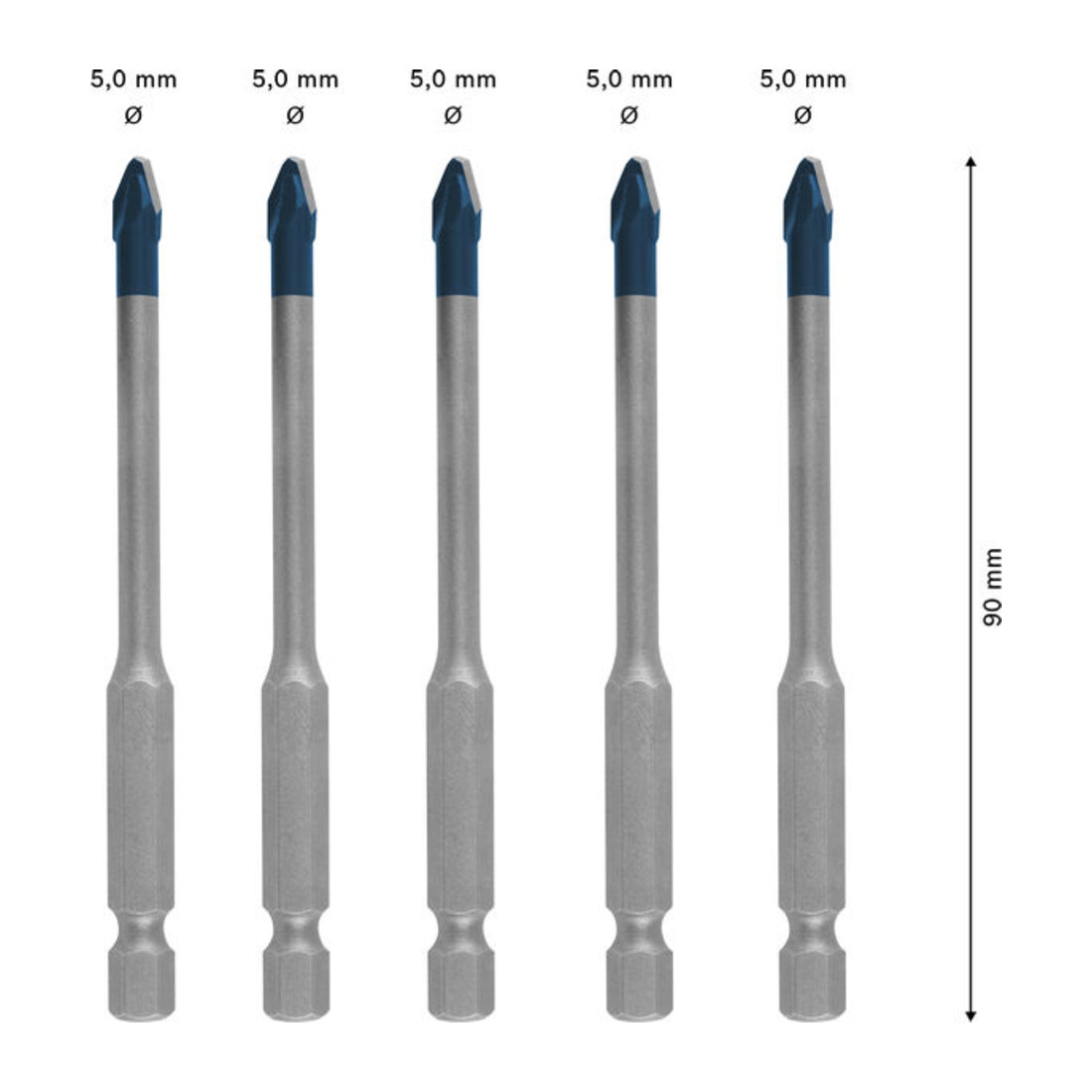 Bosch EXPERT HEX-9 Hard Ceramic HEX-9 Bohrer-Set, 5 x 90 mm, 5-tlg.