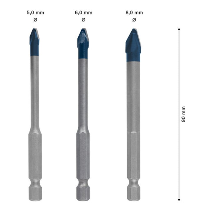 Bosch EXPERT HEX-9 Hard Ceramic HEX-9 boorset, 5 x 90; 6 x 90; 8 x 90 mm, 3-dlg.