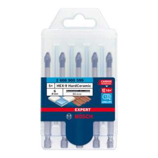 Bosch EXPERT HEX-9 HardCeramic Dachziegel-Bohrer-Set 6mm 5-tlg. für Dreh- und Schlagbohrer