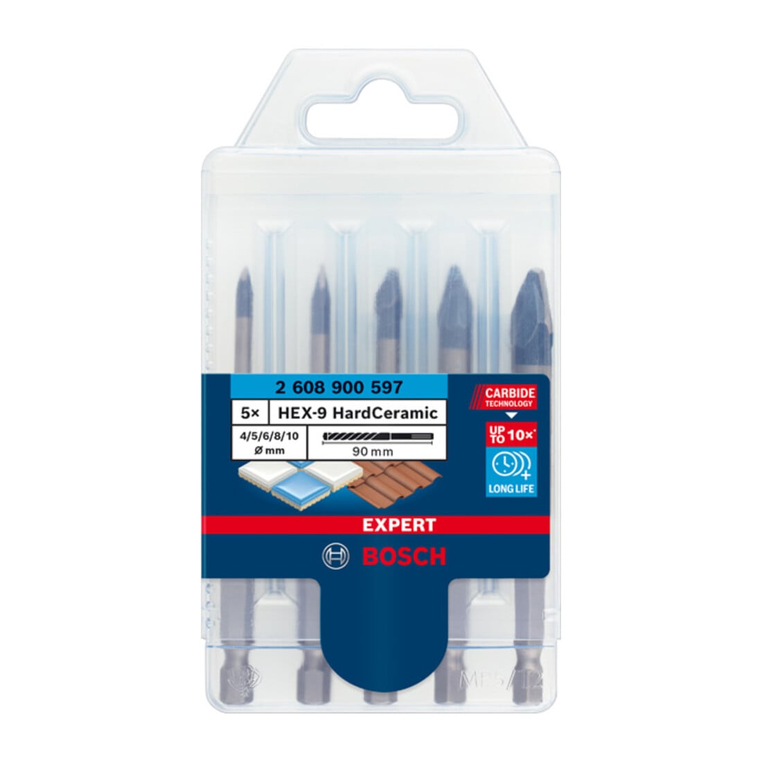 Bosch EXPERT HEX-9 HardCeramische boren set 4/5/6/8/10mm 5 st. voor rotatie- en percussieboormachines