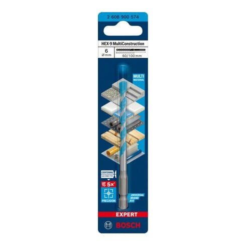 Bosch EXPERT HEX-9 Multi-constructieboormachine 6 x 60 x 100mm voor rotatie- en percussieboormachines