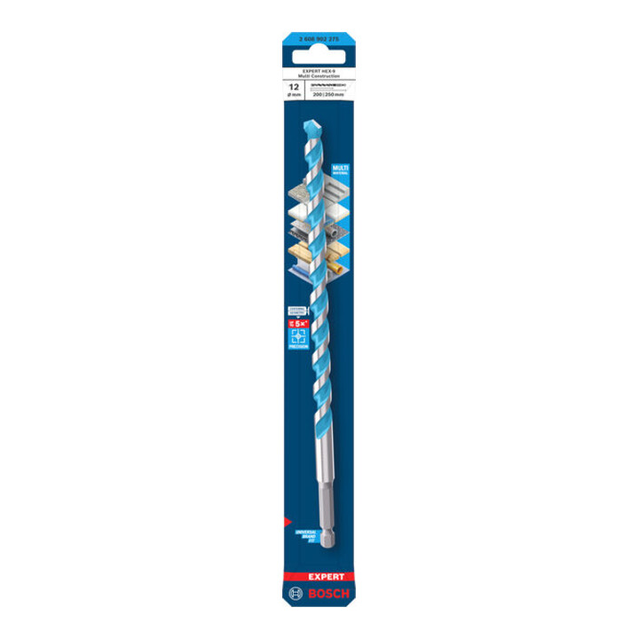 Bosch EXPERT HEX-9 Multi Construction Bohrer, 12 x 200 x 250 mm