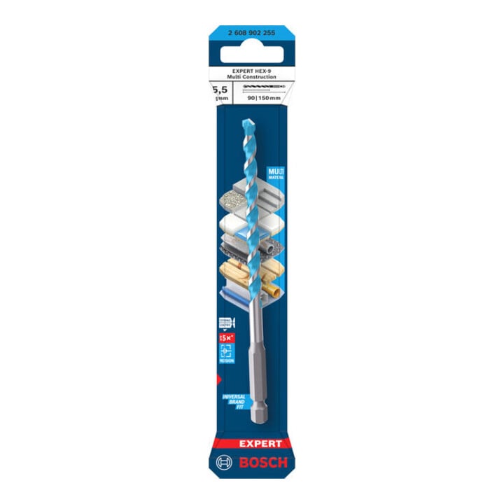 Bosch EXPERT HEX-9 Multi Construction Bohrer, 5,5 x 90 x 150 mm