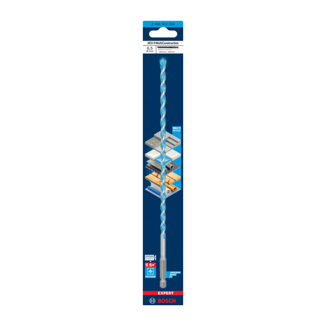 Bosch EXPERT HEX-9 Multi Construction Bohrer, 6,5 x 200 x 250 mm