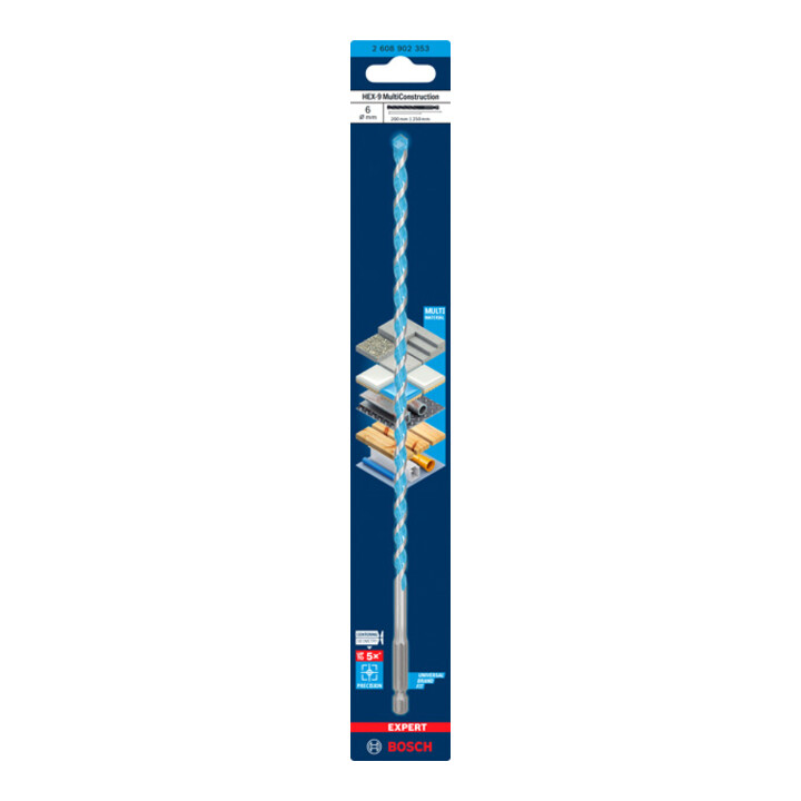 Bosch EXPERT HEX-9 Multi Construction Bohrer, 6 x 200 x 250 mm