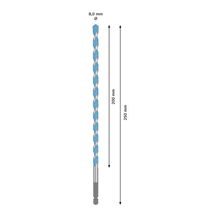 Bosch EXPERT HEX-9 Multi Construction Boor, 8 x 200 x 250 mm