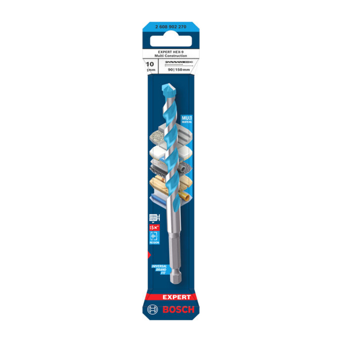 Bosch EXPERT HEX-9 Multi Construction Foret, 10 x 90 x 150 mm