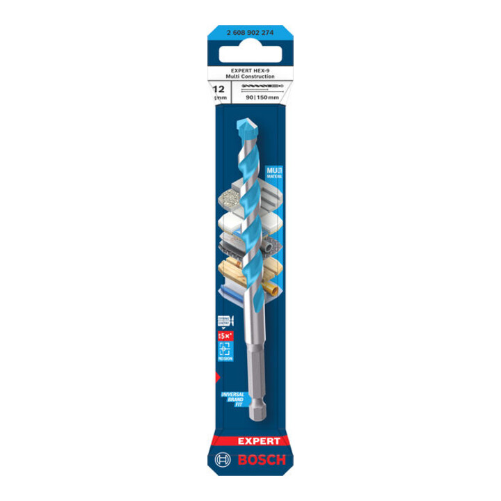 Bosch EXPERT HEX-9 Multi Construction foret, 12 x 90 x 150 mm