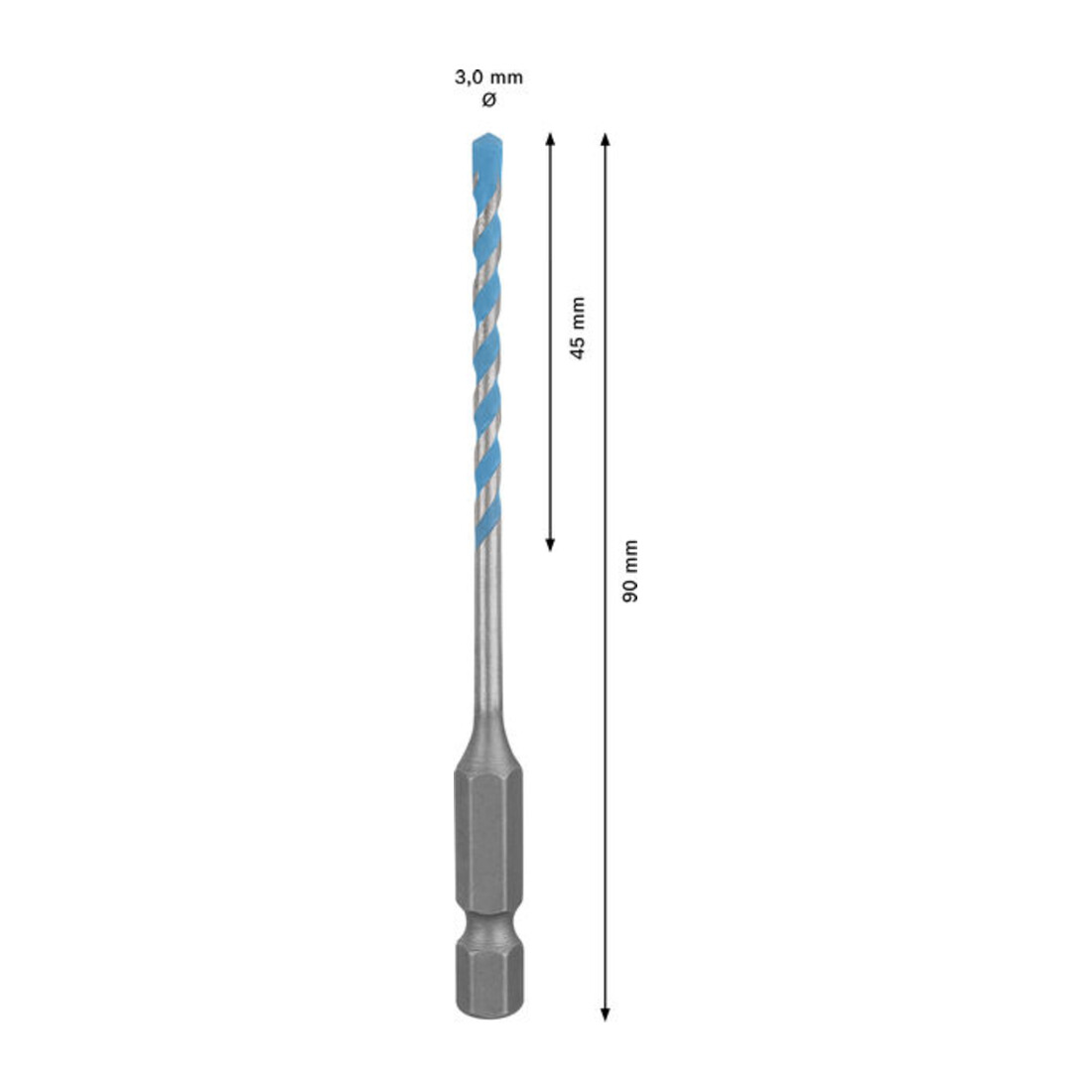 Bosch EXPERT HEX-9 Multi Construction foret, 3 x 45 x 90 mm