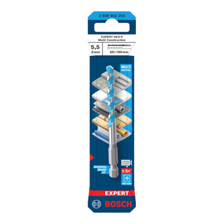 Bosch EXPERT HEX-9 Multi Construction Foret, 5,5 x 60 x 100 mm
