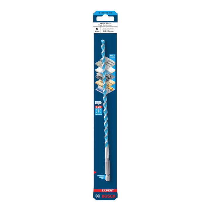 Bosch EXPERT HEX-9 Multi Construction Foret, 6 x 200 x 250 mm