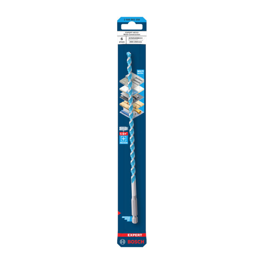 Bosch EXPERT HEX-9 Multi Construction Foret, 6 x 200 x 250 mm
