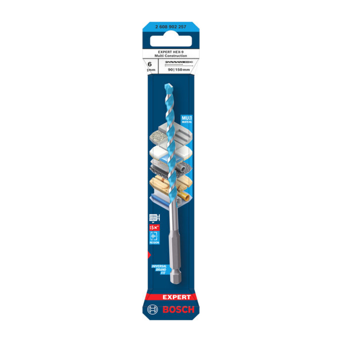Bosch EXPERT HEX-9 Multi Construction Foret, 6 x 90 x 150 mm