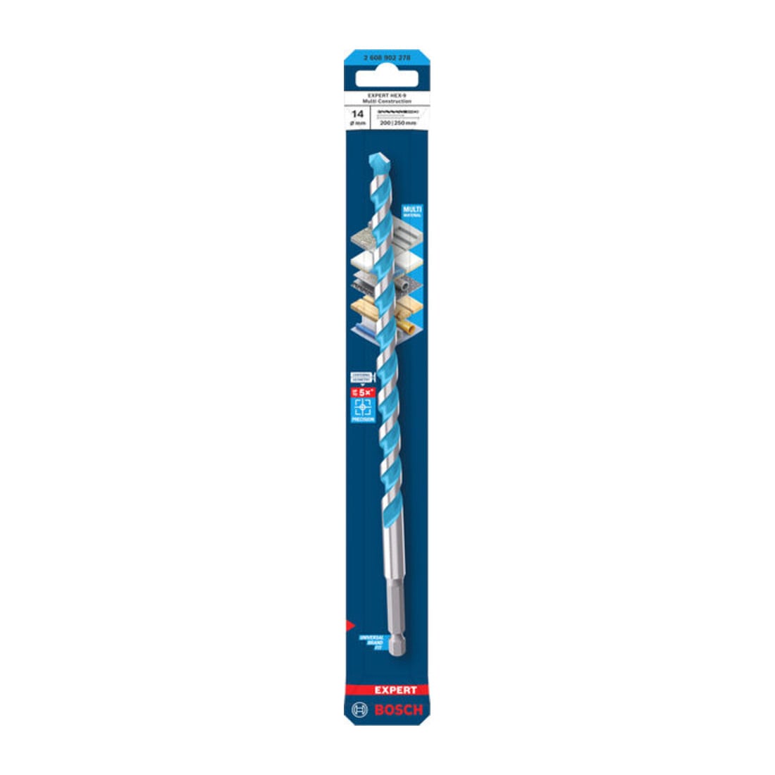 Bosch EXPERT HEX-9 Multi Construction punta, 14 x 200 x 250 mm