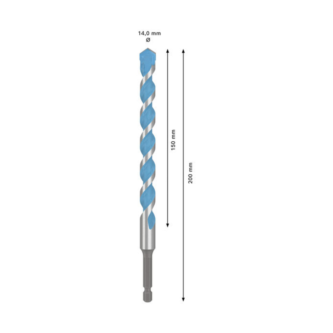 Bosch EXPERT HEX-9 Multi Construction Punta da trapano, 14 x 150 x 200 mm
