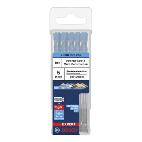 Bosch EXPERT HEX-9 Multi Construction Punta da trapano, 5 x 50 x 100 mm