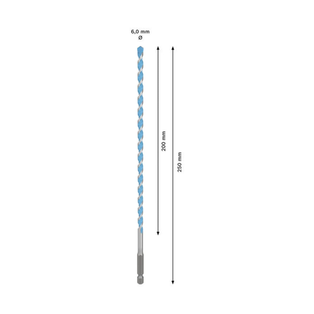 Bosch EXPERT HEX-9 Multi Construction Punta da trapano, 6 x 200 x 250 mm