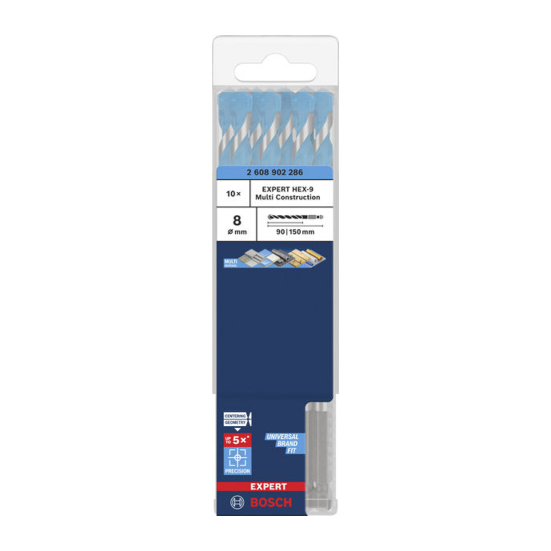 Bosch EXPERT HEX-9 Multi Construction Punta da trapano, 8 x 90 x 150 mm