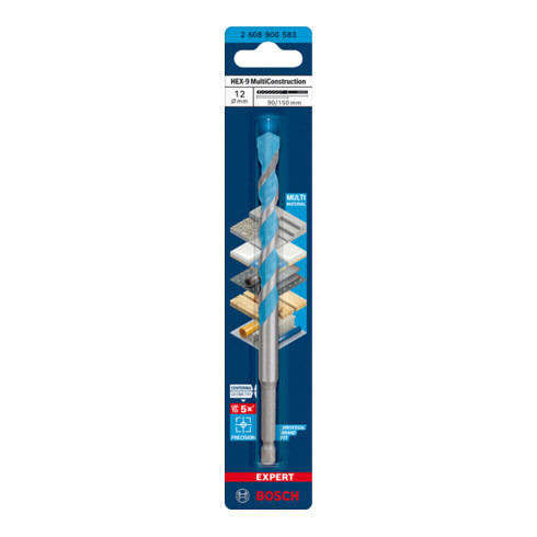 Bosch EXPERT HEX-9 MultiConstruction Bohrer 12 x 90 x 150mm für Dreh- und Schlagbohrer