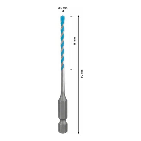 Bosch EXPERT HEX-9 MultiConstruction Bohrer 3 x 45 x 90mm für Dreh- und Schlagbohrer