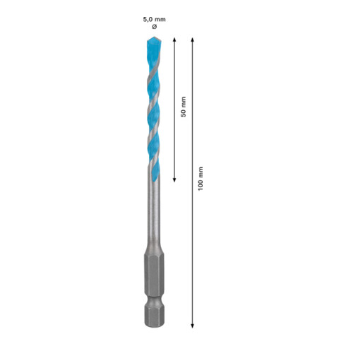 Bosch EXPERT HEX-9 MultiConstruction Bohrer 5 x 50 x 100mm für Dreh- und Schlagbohrer