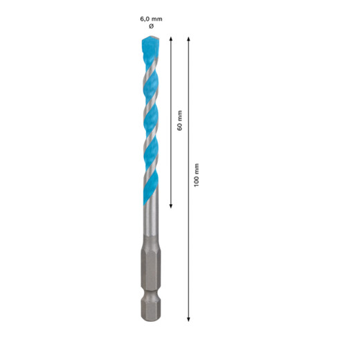 Bosch EXPERT HEX-9 MultiConstruction Bohrer 6 x 60 x 100mm für Dreh- und Schlagbohrer