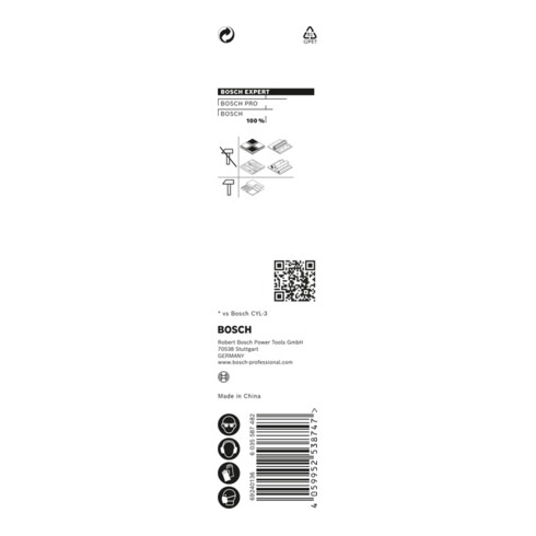 Bosch EXPERT HEX-9 MultiConstruction Bohrer 8 x 50 x 100mm für Dreh- und Schlagbohrer