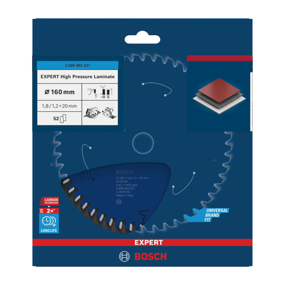 Bosch EXPERT High Pressure Laminate Kreissägeblatt, 160x20 mm, Z52