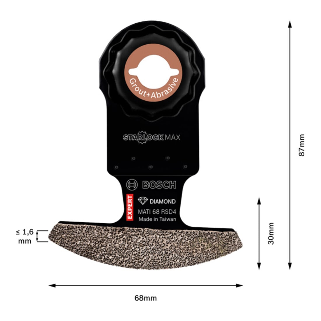 Bosch EXPERT Hoekmes MATI 68 RD4 Lamel voor multifunctioneel gereedschap 68 x 10mm voor oscillerend multifunctioneel gereedschap