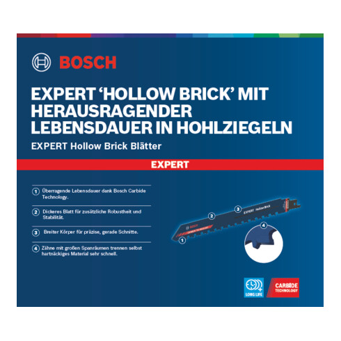 Bosch EXPERT "Holle baksteen" S 2243 HM reciprozaagblad