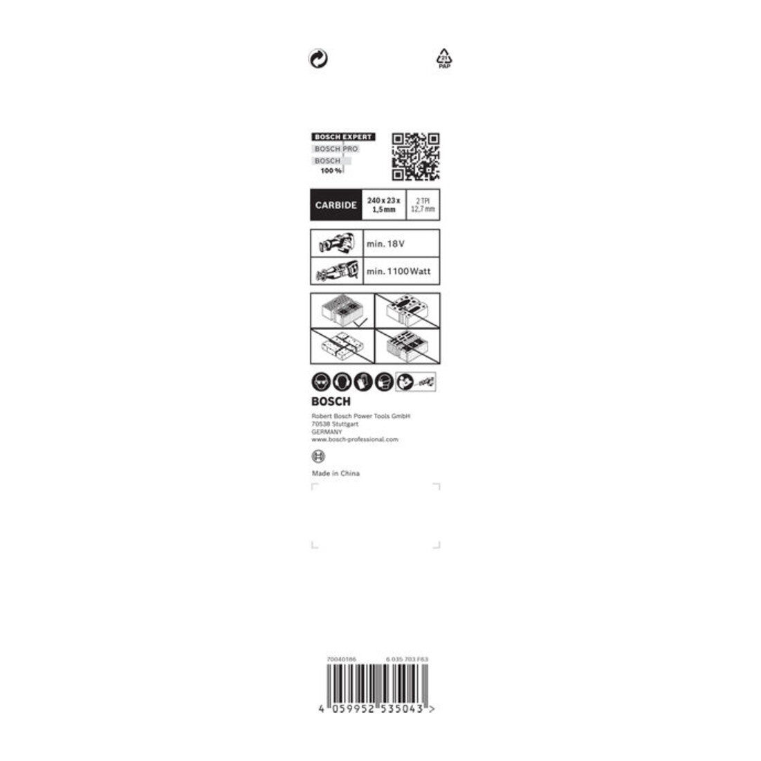 Bosch EXPERT "Holle baksteen" S 2243 HM reciprozaagblad